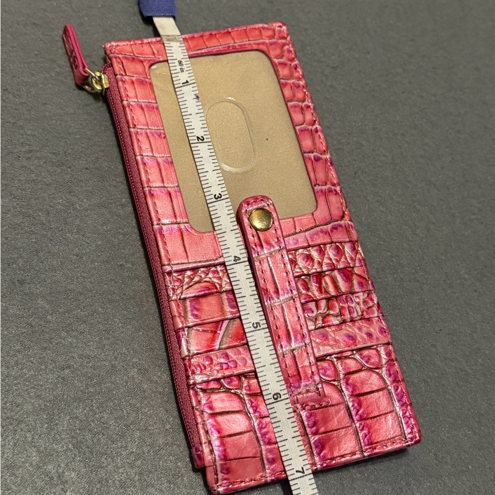 Brahmin Cupid Ombré Pink Metallic Croc-Embossed ID Card Holder Wallet - Picture 6 of 7